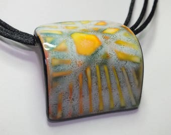 NEW necklace ceramics imitation - square and curve