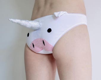 Unicorn lingerie Panties with unicorn 3D plush horn knickers underwear