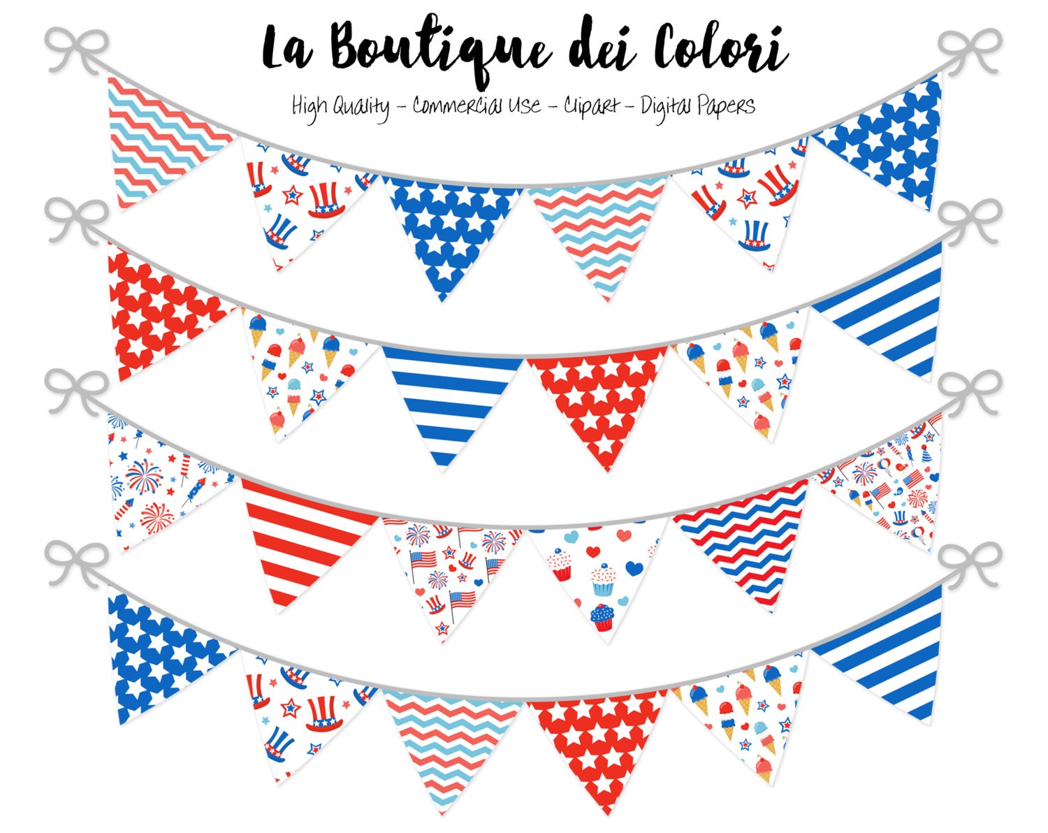 4th of july bunting banners party flags clipart garland design your own pennant flag