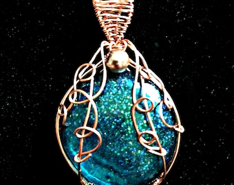 Hand-made Pendant ~ Teal Sparkle