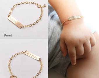 Custom Baby Name bracelet-Adjustable Baby Toddler Child ID Bracelet-Personalized Girl Boy Gift-14K Gold Filled-Rose-Silver-CG277B_1X.25
