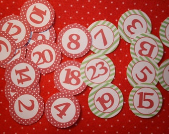 Set of 24 stickers figures in paper for Christmas or advent calendar