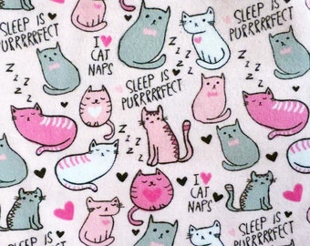 Snuggle Flannel Prints - I Love Cat Naps - 1/2 Yard