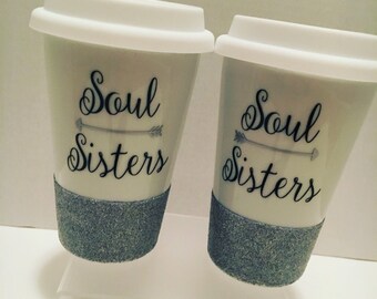 Soul Sister Ceramic To Go Coffee Mugs