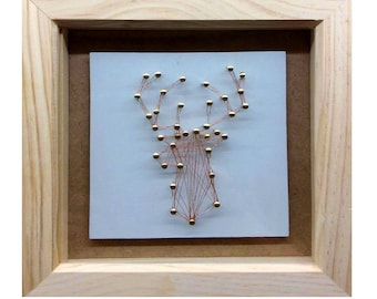 Copper Wire Stags Head in a Glased Box Frame