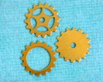3 16mm Brass Steampunk Gears 1975