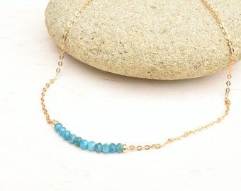 Apatite necklace, Bar necklace, Minimalist jewelry, Gold filled necklace, Gift for her, Dainty necklace, Apatite jewelry, Layering necklace