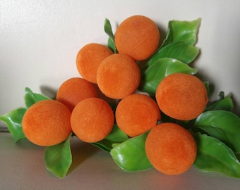 Flocked oranges floral picks , perfect for fascinators , wreaths , bouquets , crafts
