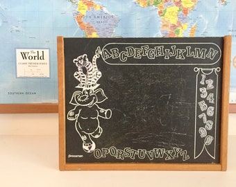 Vintage Children's Chalkboard / Wooden Carrying Case / Pressman Vintage Toy / Nursery Decor / Wall Art / Alphabet