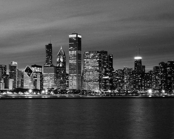Chicago skyline black and white art photography large photo Chicago skyline black and white art photography large photo