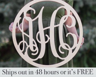 SALE 3 Letter Circle Wooden Monogram - Large Wooden Monogram - SALE - monogram decoration - personalized custom wall hanging gifts