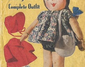 Vintage 1940's Sewing Pattern Make Do and Mend WWII Rag Doll Dolly and Clothes RARE