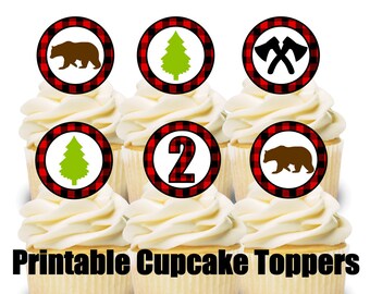 Baby Lumberjack Cupcake toppers Lumber jack baby shower