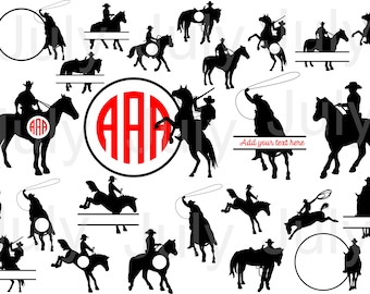 70 % OFF, Cowboy Svg Silhouette Cutting Files, Cowboy Clipart, Сowboy svg Monogram frames, Horse Svg, Cowboy Silhouette, Western svg