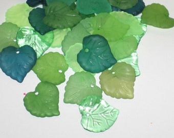 Acrylic Leaf Beads Lucite Leaf Beads - 15mm Jungle Mix 30