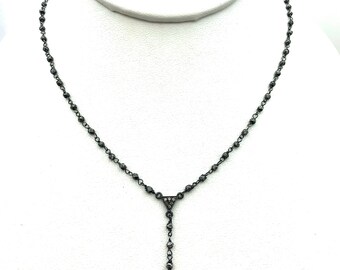 Brown Diamond Briolette on Sterling Silver Chain