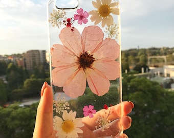 Handmade phone case/ pressed flower phone case/ preserved flower phone case/ dried flower phone case/ iphone cases/ iphone 6, 6s/ 7, 7s plus