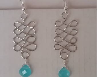 Beautiful Silver and Blue Snake Curve Earrings