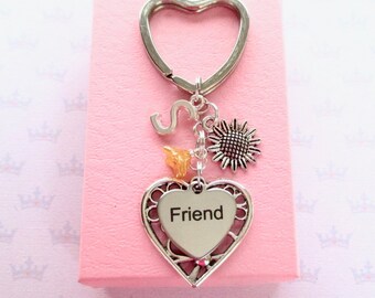 Sunflower keyring - Friendship keyring - Friend keychain - Sunflower keychain for friend - Friend Birthday gift - Stocking filler gift - UK