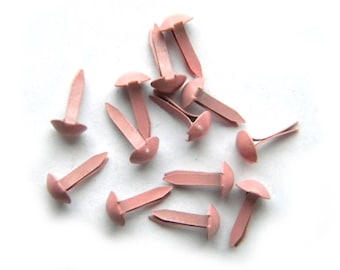 50 Pink Brads Paper Fasteners Split Pins 9mm