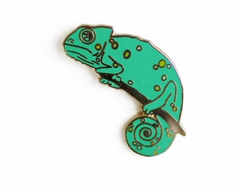Chameleon Enamel Pin - Lizard Lapel Pin // Hard Enamel Pin, Cloisonné, Pin Badge