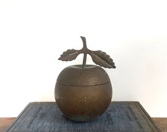 Vintage Solid Brass Apple Container