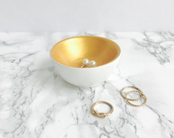 White + Gold Jewelry Holder | Ring Holder | Engagement Ring Holder | Ring Bowl | Earring Holder | Earring Bowl