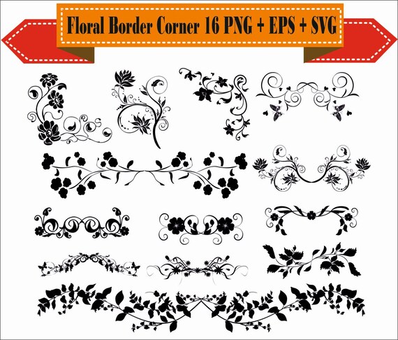 Download Floral Corner Flowers Plant Border Retro Vector Clipart PNG