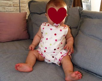 Cute 12 month reversible cotton overalls