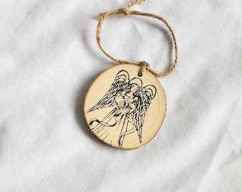 Angel wood slice Christmas ornament