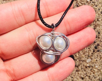 Wire Wrapped Pearl Nest Pendant