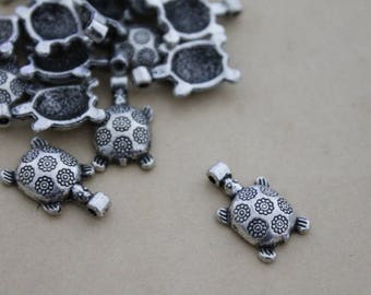 Silver metal 1 pet turtle charm pendant