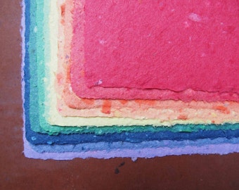 Handmade Recycled Paper - Rainbow Pack Large