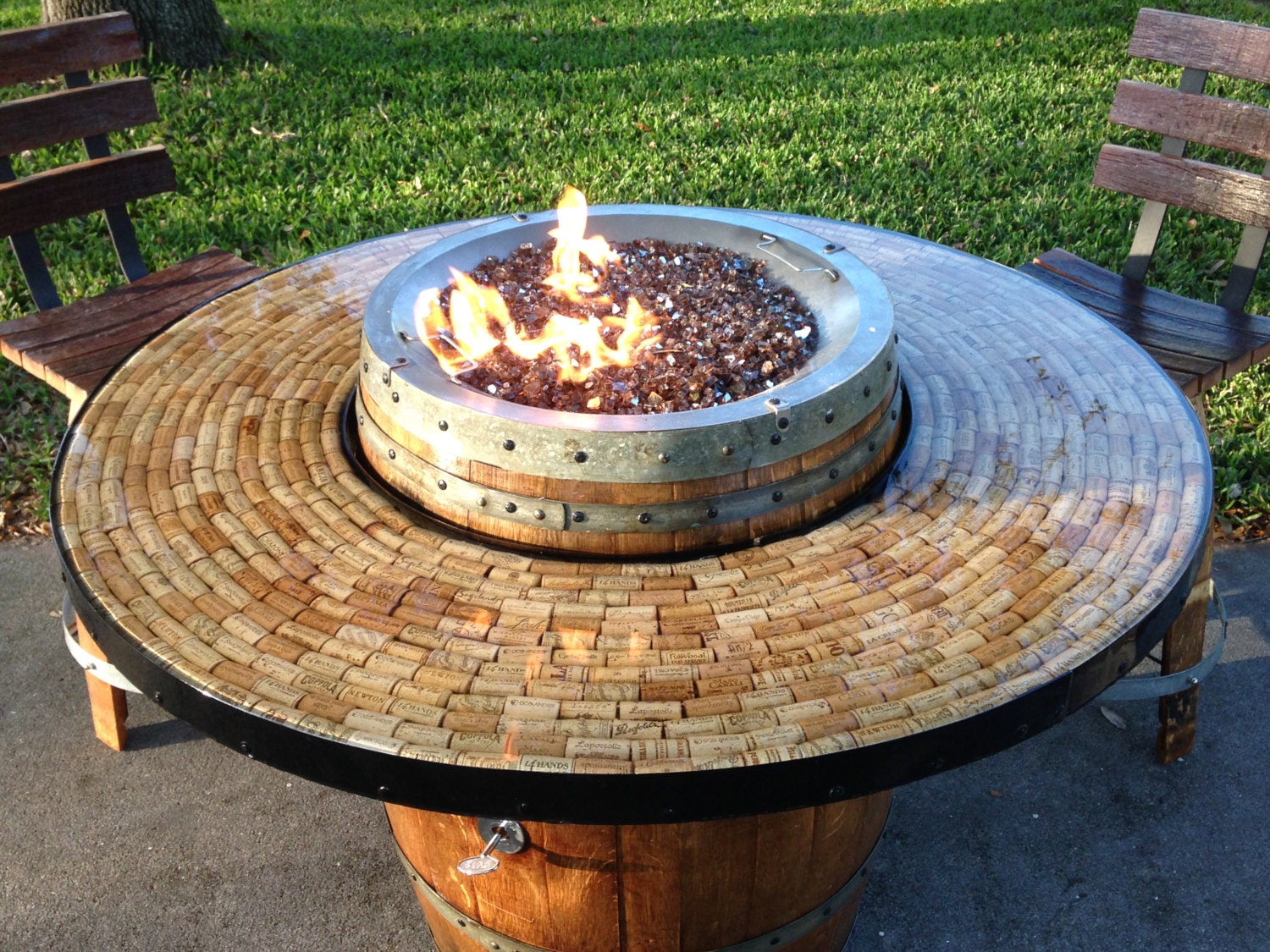Wine Barrel Gas Fire Pit And Patio Table ๐zoom - Wine Barrel Gas Fire Pit And Patio Table
