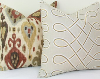 Beige loop throw pillow cover 18x18 20x20 Neutral pillow cover Tan pillow cover Taupe pillow cover Robert Allen pillow