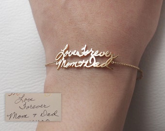 Actual Handwriting Bracelet - Personalized Memorial Signature Bracelet - Handwriting Wedding Jewelry - Mother's Gift LA03L