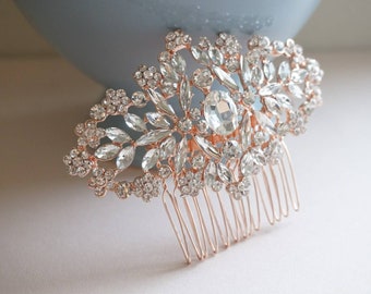 Bridal rose gold comb, Rose gold hair comb, wedding hair comb, bridal hair accessories, wedding hair piece, bridal hair comb, Style HC0012