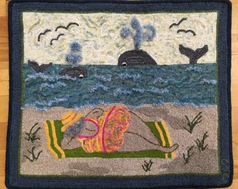 Handmade Hooked Rug - “Beached” - Artist Original