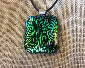 Dichroic Fused Glass Necklace - engraved