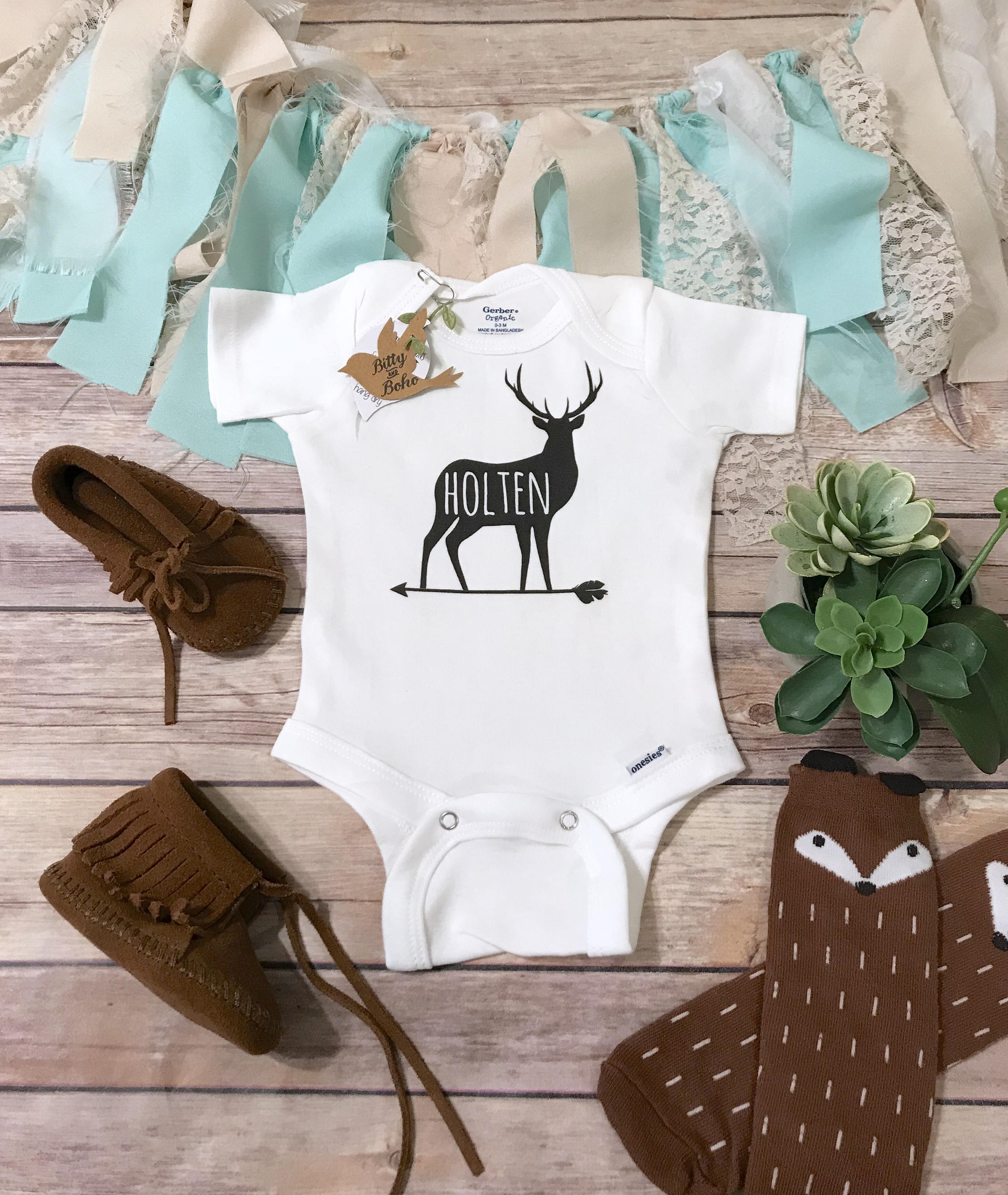 Deer Onesie® Custom Onesie Baby Boy Clothes Personalized
