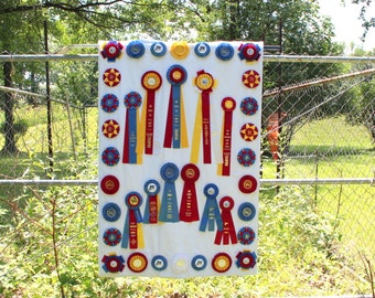 Horse Show Ribbon Memory Quilt Wall Hanging