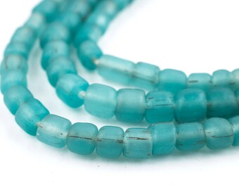 115 Aqua Java Glass Beads - Indonesian Glass Beads - Jewelry Making Supplies - Made in Indonesia ** (JVA-CYL-BLU-304)