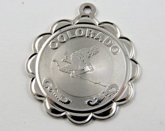 Colorado Skier Sterling Silver Charm or Pendant.