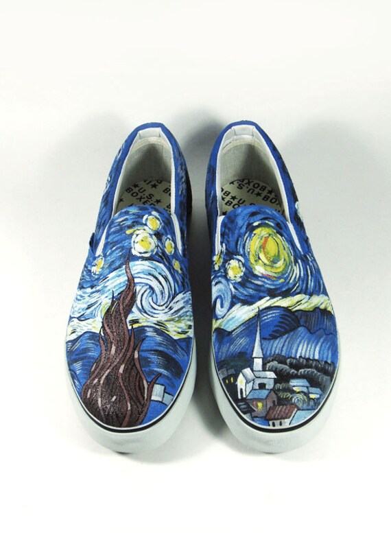 Fanart The Starry Night by Vincent Van Gogh custom shoes.