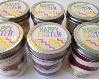 6 (8oz) Cupcakes In A Jar-Mason Jars-Happy Easter-Easter Sweets-Easter-Easter Cupcakes-Pastel-Spring-Easter Favors-Easter Gifts