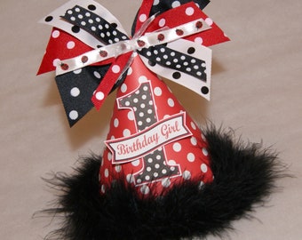 Red and Black Polka Dot Ladybug Party Hat - ladybug party, black red party, lady bug birthday party