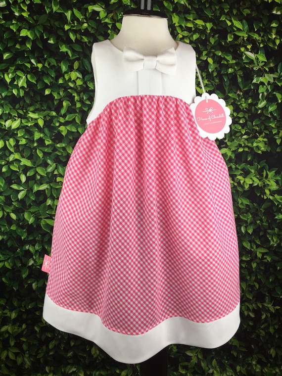 The 'Bow Tie Dress" in Pink & White Gingham