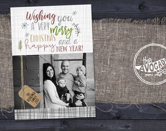Jute Holiday Christmas Photo Card - DIY Printing or Professional Prints with Speedy shipping!