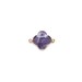 Violet Amethyst Clover Connector - Gold plated Bezel - 1 pc