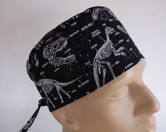 Glow in the Dark Dino - Men's Surgical Scrub Hat with sweatband option, scrub cap, bakers hat, 27-900